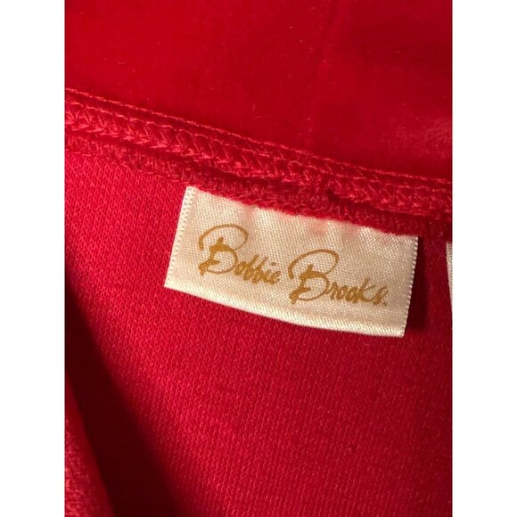 VTG Bobbie Brooks Red Long Sleeve Top Velvet Trim & Embroidered Details Womens L - Picture 6 of 7